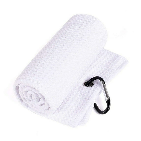 Mightlink Golf Towel Sweat Absorption Perforated Superb Clean Ability Non-fluffy with Carabiner Clip Efficient Cleaning Quick-dry Microfiber Waffle Pattern Golf Club Towel for Golfer