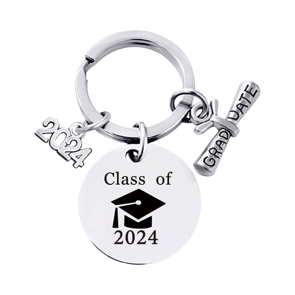 Mightlink Graduation Keychain Gift Student Grad Gift Letter Engraved Pendant Stainless Steel Keyring