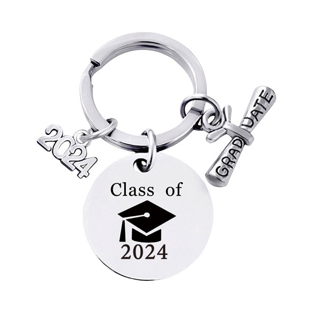 Mightlink Graduation Keychain Gift Student Grad Gift Letter Engraved Pendant Stainless Steel Keyring