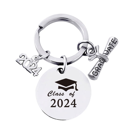 Mightlink Graduation Keychain Gift Student Grad Gift Letter Engraved Pendant Stainless Steel Keyring