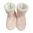 thumbnail image 1 of Mightlink Home Slippers Non-slip Jacquard Technology Furry Calf Length Thickening Keep Warm Adult Mid-Tube Winter Plush Slippers for Indoor, 1 of 7