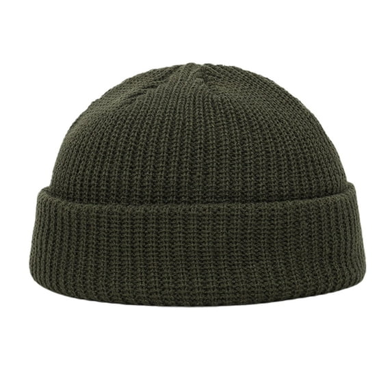 Mightlink Knitted Hat Hip Hop Casual Flanging Stretchy Soft Keep Warm Solid Color Autumn Winter Women Men Skull Beanie Cap for Outdoor