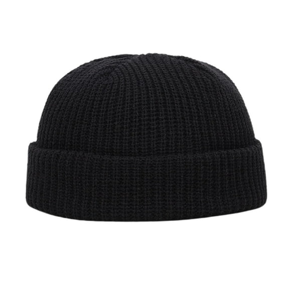 Mightlink Knitted Hat Hip Hop Casual Flanging Stretchy Soft Keep Warm Solid Color Autumn Winter Women Men Skull Beanie Cap for Outdoor