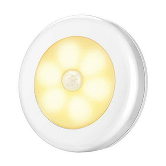 Mightlink LED Night Lamp Human Body Induction Battery Powered Round Shape High Brightness Easy to Install Illumination ABS Motion Sensor LED Lamp Bedside Lighting for Home