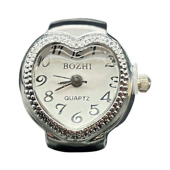 Mightlink Love Heart Dial Ring Watch Elastic Stainless Steel Band Men Women Couple Watch Finger Ring Birthday Gift Fashion Accessories