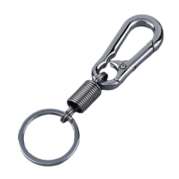 Mightlink Men Keychain Elastic Spring High Strength Electroplated No Deformation Anti-lost Backpack Buckle Keyring Business Car Key Holder Mountaineering Buckle