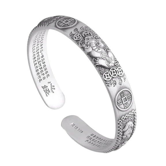 Mightlink Men Pixiu Bracelet Retro Adjustable Mantra Lucky Fengshui Decor Wealth Happiness Fortune Coin Decor Rilievo Opening Bracelet