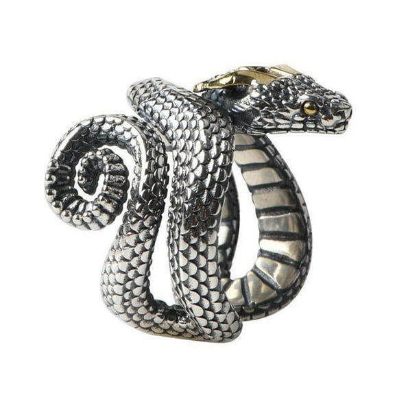 Mightlink Men Python Ring Retro Opening Adjustable Smooth Alloy Good Detail Individual Finger Ring Party Club Snake Knuckle Ring Man Jewelry