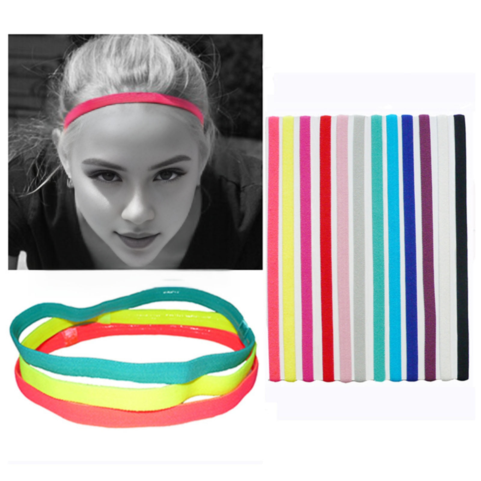 Mightlink Men Women Yoga Headband Candy Color Breathable Elastic Hair