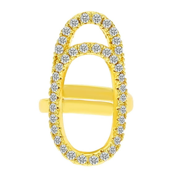 Mightlink Nail Ring Hollow Shiny Rhinestone Inlaid Sparkling Adjustable Opening Geometric Manicure Joint Ring Women Party Jewelry Gift for Girlfriend