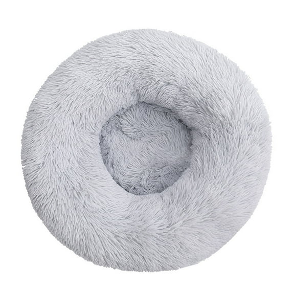 Mightlink Non-slip Bottom Thickened Solid Color Puppy Kennel Winter Round Long Plush Cat Bed Pet Supplies