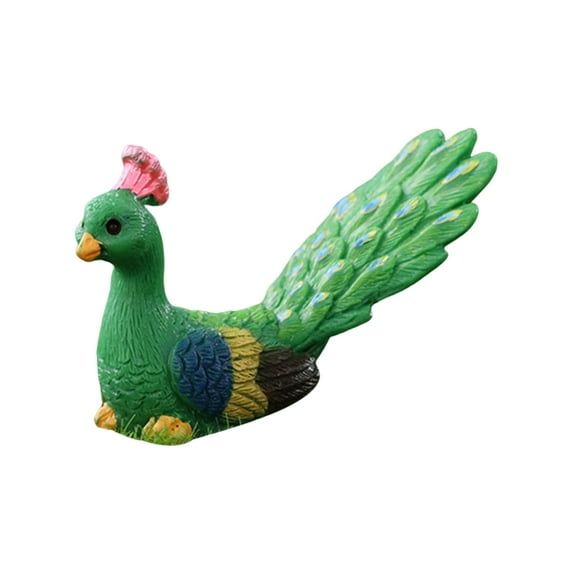 Mightlink Peacock Ornament Decorative Realistic Hand-crafted Photo Props Resin Garden Micro Landscape Peacock Home Decor