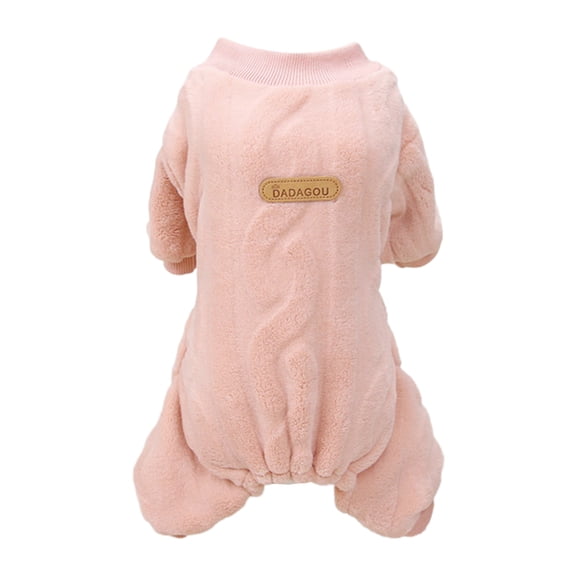 Mightlink Pet Coat Solid Color Half Sleeves Stand Collar Anti-pilling Elastic Thick Warm Cozy Plush Four Legs Puppy Coat for Home