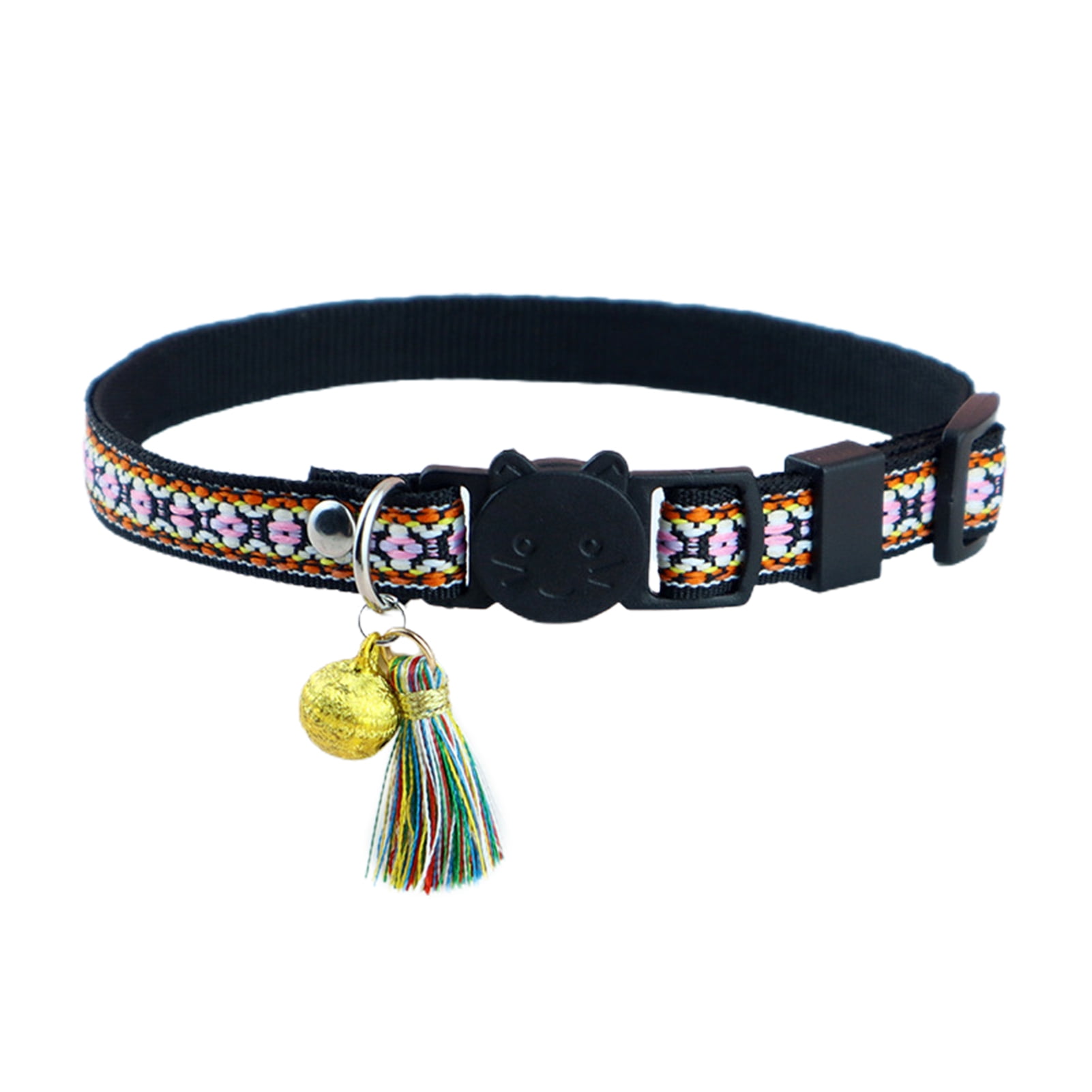 Mightlink Pet Collar Exquisite Pattern Non Irritating Tassel Design Friendly to Skin Quick Release Dress Up Polyester Medium Pet Dog Cat Collar with