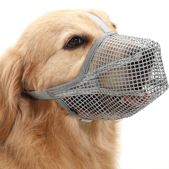 Mightlink Pet Mouth Cover Elasticity Adjustable Mesh Puppy Muzzle Pet Face Protector for Outdoor