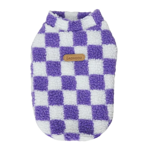 Mightlink Pet Sweater Contrasting Colors Comfortable Soft Two-legged Close-fitting Keep Warm Lightweight Checkerboard Fleece Pet Vest for Winter