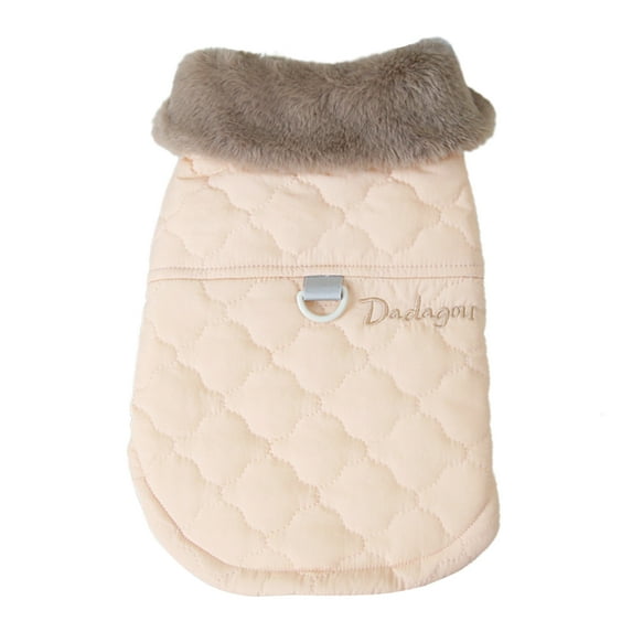 Mightlink Pet Winter Coat with Ring Slim Fit Thick Turn-down Collar Comfortable Warm Cozy Contrast Colors Two Legs Cat Winter Vest for Outdoor