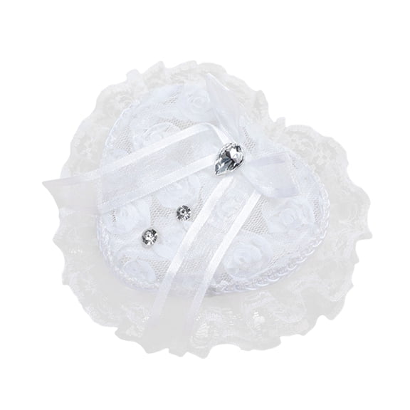 Mightlink Ring Box Western Style Romantic Heart-shaped Hand Holding Wedding Prop Lace Ring Pillow Box for Valentine's Day