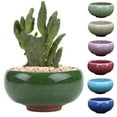 thumbnail image 1 of Mightlink Small Ceramic Succulent Planter Pot with Drainage Hole, Ice Crack Glaze Porcelain Handicraft Plant Container Gift for Home Office Desk Decoration - Random Color, 5PCS, 1 of 8