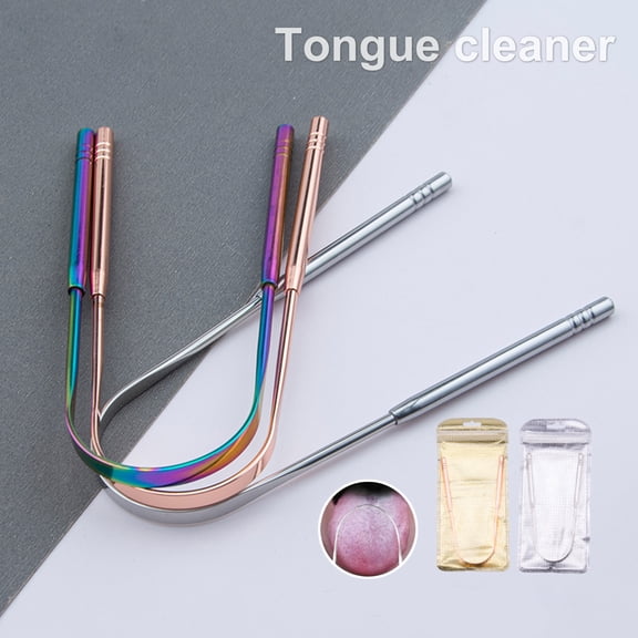 Mightlink Smooth Edge Tongue Cleaner Refresh Mouth Portable Stainless Steel Fresh Breath Oral Cleaner Brush for Home Use