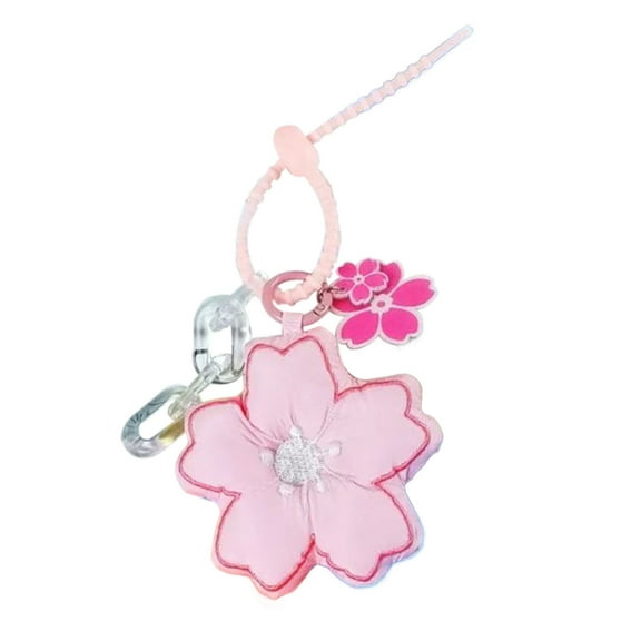 Mightlink Soft Flower Keychain INS Style Backpack Accessory PP Cotton Small Flower Pendant with Hanging Buckle Keychain