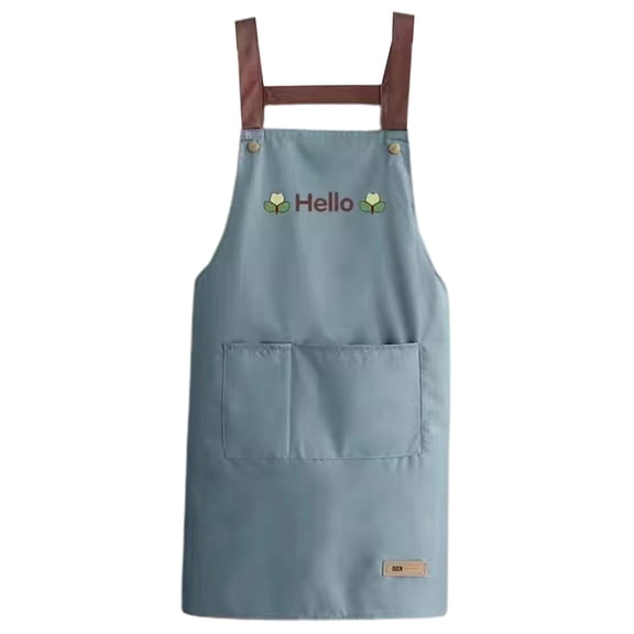 Mightlink Strap Apron Anti-fouling Pocket Adjustable Oilproof Hello Workwear Summer Thin Dining Apron for Manicure Store