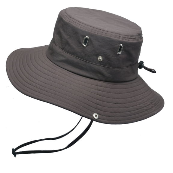 Mightlink Summer Men Bucket Hat Solid Color Anti Sun Wide Brim Adjustable Fisherman Cap for Fishing