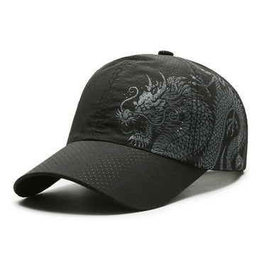 Mightlink Sunshade Cap Ultralight Quick Drying Chinese Style Dragon Print Baseball Hat for Outdoor