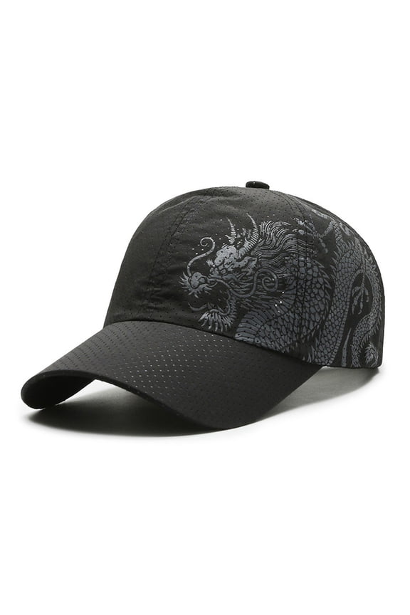 Sunshade Cap Ultralight Quick Drying Chinese Style Dragon Print Baseball Hat for Outdoor