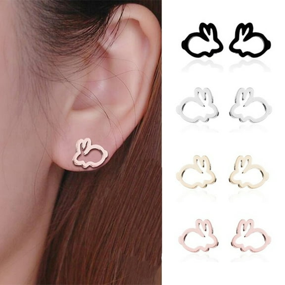 Mightlink Sweet Hollow Rabbit Ear Studs Bunny Earrings Women Party Jewelry Easter Gift