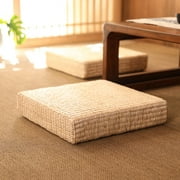 Mightlink Tatami Floor Pillow Sitting Cushion, Square Padded Room Floor Straw Mat for Outdoor Seat (15.75" x 15.75")