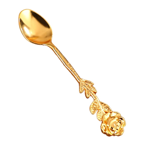 Mightlink Tea Spoon Heat Resistance Comfortable Grip European Style Rust-proof Polished Tulip Pentastar Coffee Spoon for Dining Room