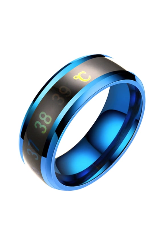 Titanium Steel Wedding Band Sense Body Temperature Ring Intelligent Temperature Sensing Ring Men Women Ring