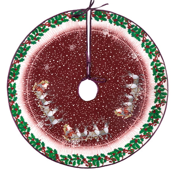 Mightlink Tree Skirt Mat Bright-colored Open Ended Decorative Fleece Santa Claus Xmas Tree Skirt for Party