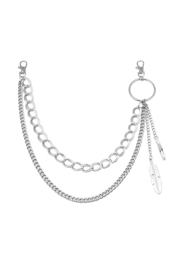 Trouser Chain Metal Rock Double-Layer Feather Pants Chain Waist Belt Chains Jeans Wallet Key Chain Jewelry Accessories