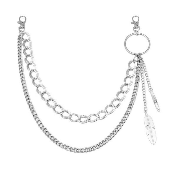 Mightlink Trouser Chain Metal Rock Double-Layer Feather Pants Chain Waist Belt Chains Jeans Wallet Key Chain Jewelry Accessories