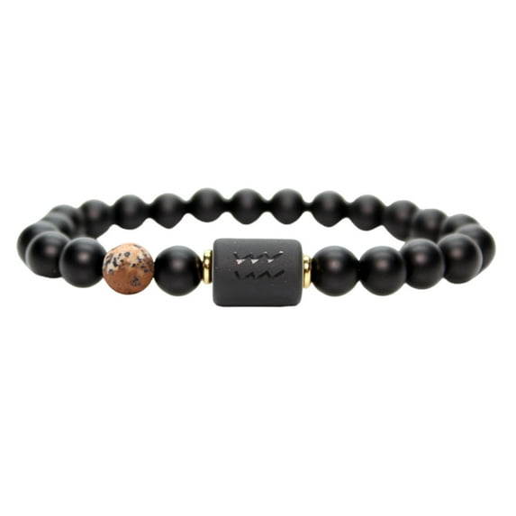 Mightlink Unisex Constellation Bracelet Natural Agate Beads Elastic Strap Zodiac Star Sign Distance Friendship Prayer Blessing Bracelet Good Luck Wrist Jewelery Holiday Gift