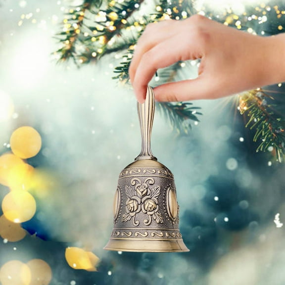 Mightlink Vintage Hand Bell Solid Bass Super Loud Metal Handheld Bell School Wedding Christmas Dinner Service Call Bell