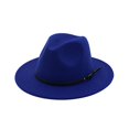 thumbnail image 1 of Mightlink Vintage Solid Color Felt Wide Brim Bowler Fedora Hat Winter Floppy Women Cap, 1 of 7