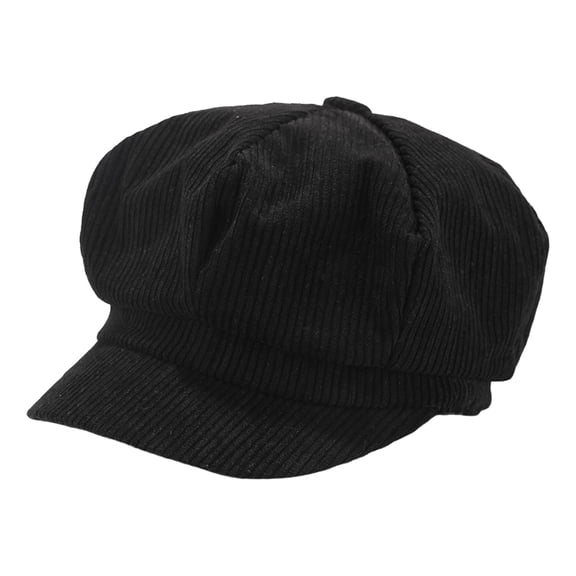 Mightlink Visor Beret Cap Solid Color Retro British Style Peaked 8 Panel Cold Resistant Corduroy Women Octagonal Newsboy Cabbie Painter Hat for Autumn Winter