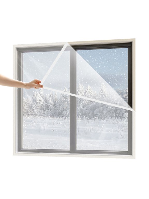Winter Insulated Curtain Transparent Self-Adhesive Curtain,Window Screen Window Protector Window Tarpaulin Keep Warm Cold And Windproof Foil