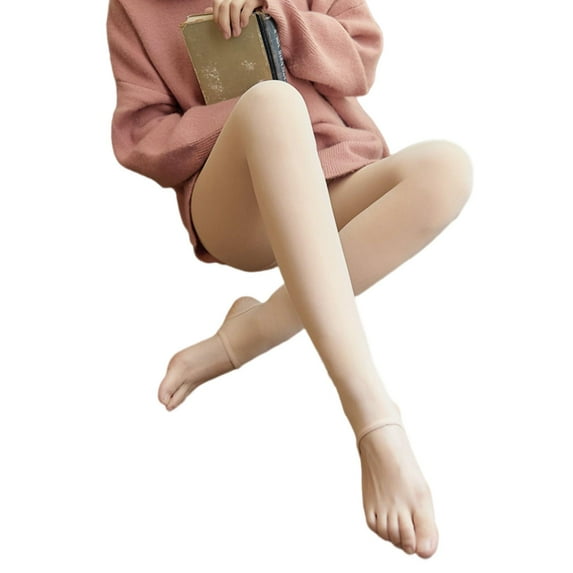 Mightlink Winter Pantyhose Solid Color Translucent Elastic High Waist Long Stocking Keep Warm Slim Fit Tights Leggings Women Thermal Pantyhose for Indoor