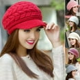 thumbnail image 1 of Mightlink Winter Women Hat Solid Color Commuting Beanie Headgear Thick Plush Knitted Short Brim Windproof Heat Retention Hat Outdoor, 1 of 7