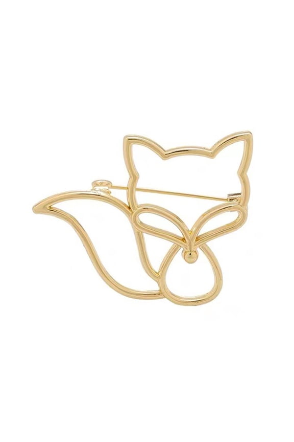 Women Brooch Hollow Fox Decor Stainless Exquisite Anti-slip Wear-resistant Coat Collar Hat Scarf Decoration Clothes Pin Garment Jewelry