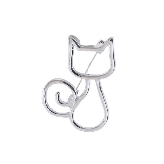 Mightlink Women Brooch Hollow Kitty Shape Smooth Stainless Anti-slip Wear-resistant Coat Collar Hat Scarf Decoration Clothes Pin Business Events Garment Jewelry