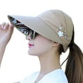 thumbnail image 1 of Mightlink Women Cap Leaf Print Flower Decoration Sun Protection Good-looking Women Sun Hat for Running, 1 of 7