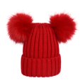 thumbnail image 1 of Mightlink Women Hat Solid Color Plush Balls Autumn Winter Fluffy Pompoms Beanie Cap for Outdoor, 1 of 7