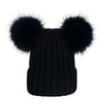 thumbnail image 1 of Mightlink Women Hat Solid Color Plush Balls Autumn Winter Fluffy Pompoms Beanie Cap for Outdoor, 1 of 7