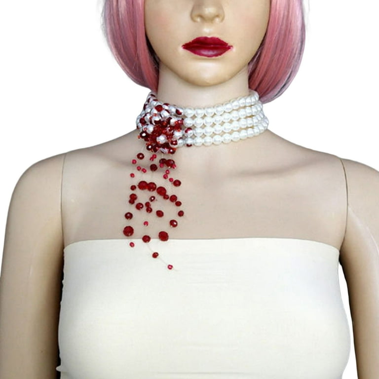 Mightlink Women Necklace Faux Crystal Horror Dripping Blood