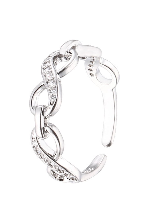 Women Ring Hollow-out Shiny Rhinestone Inlaid Sparkling Adjustable Opening Decorative Gift Number 8 Infinity Love Finger Ring Fashion Jewelry for Valentines Day